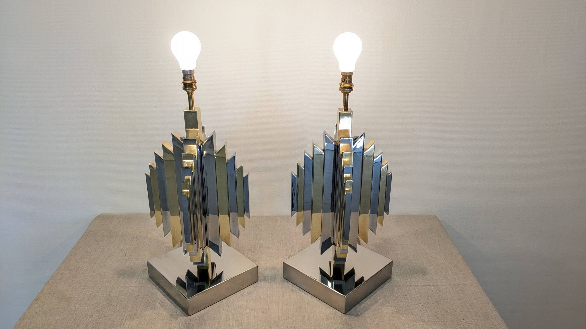 Pair of Cactus lamp bases by Les Ateliers La Boétie, France 1974