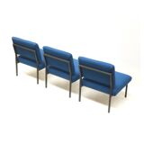 Vintage blue 3-seater sofa/set of 3 armchairs from the 1970s