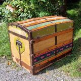 Wooden trunk vintage patchwork decor