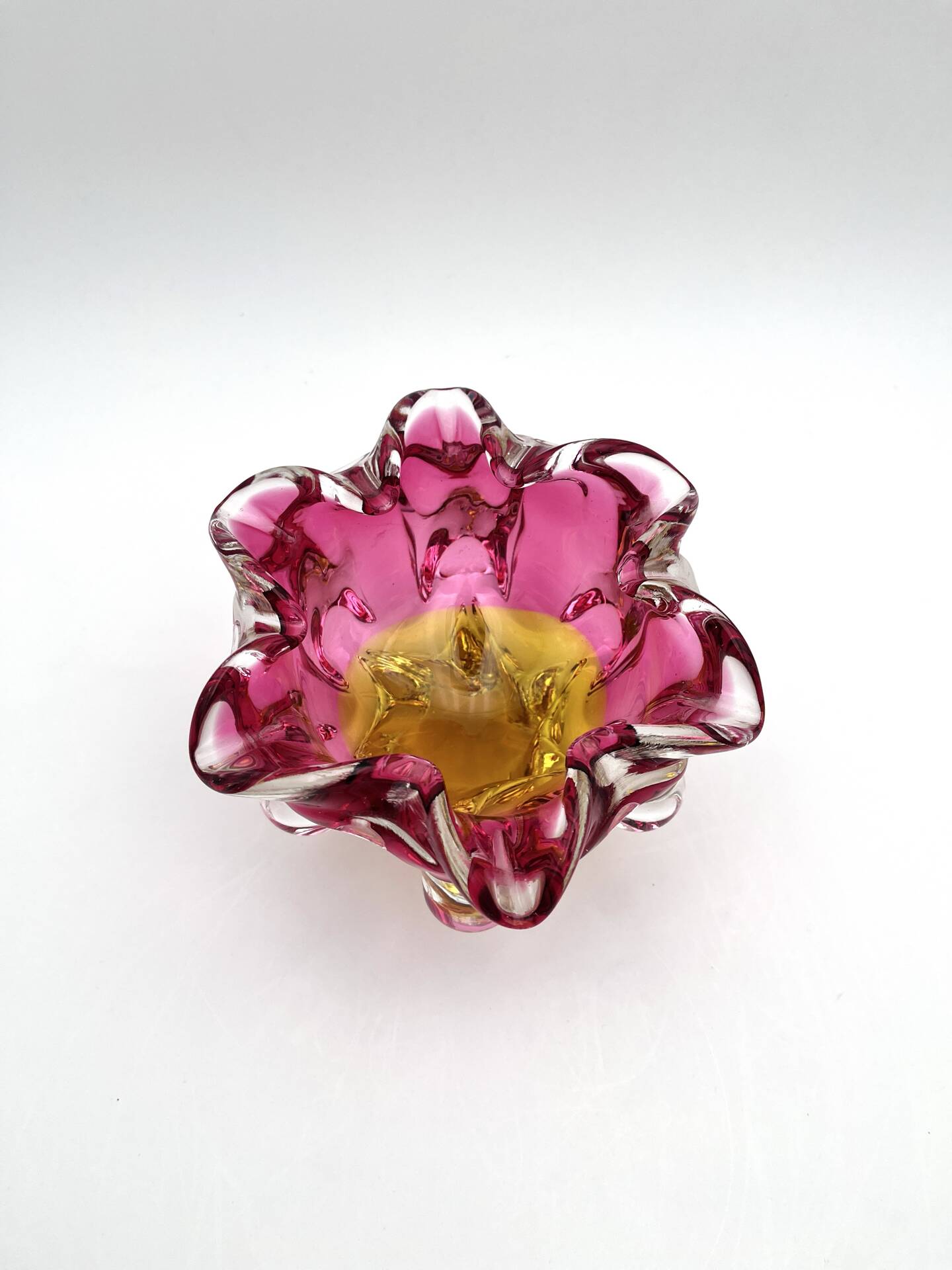 Bowl Ashtray Josef Hospodka Chribska Sommerso Rose 14cm 1.78kg