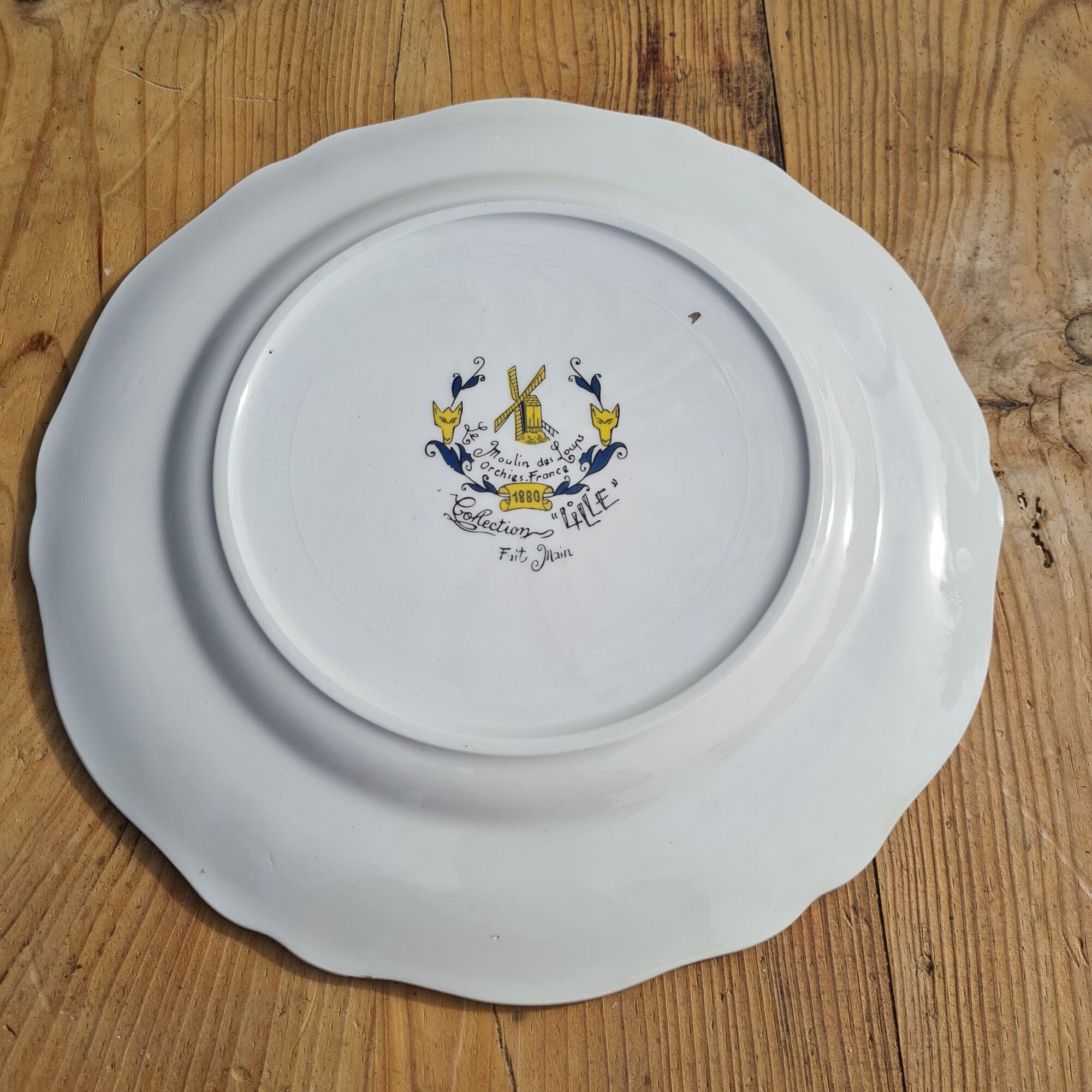 Old plate Moulin des Loups serie 1880 model Lille "the rooster"