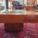 Table basse en loupe d'orme, par Roche Bobois, 1970