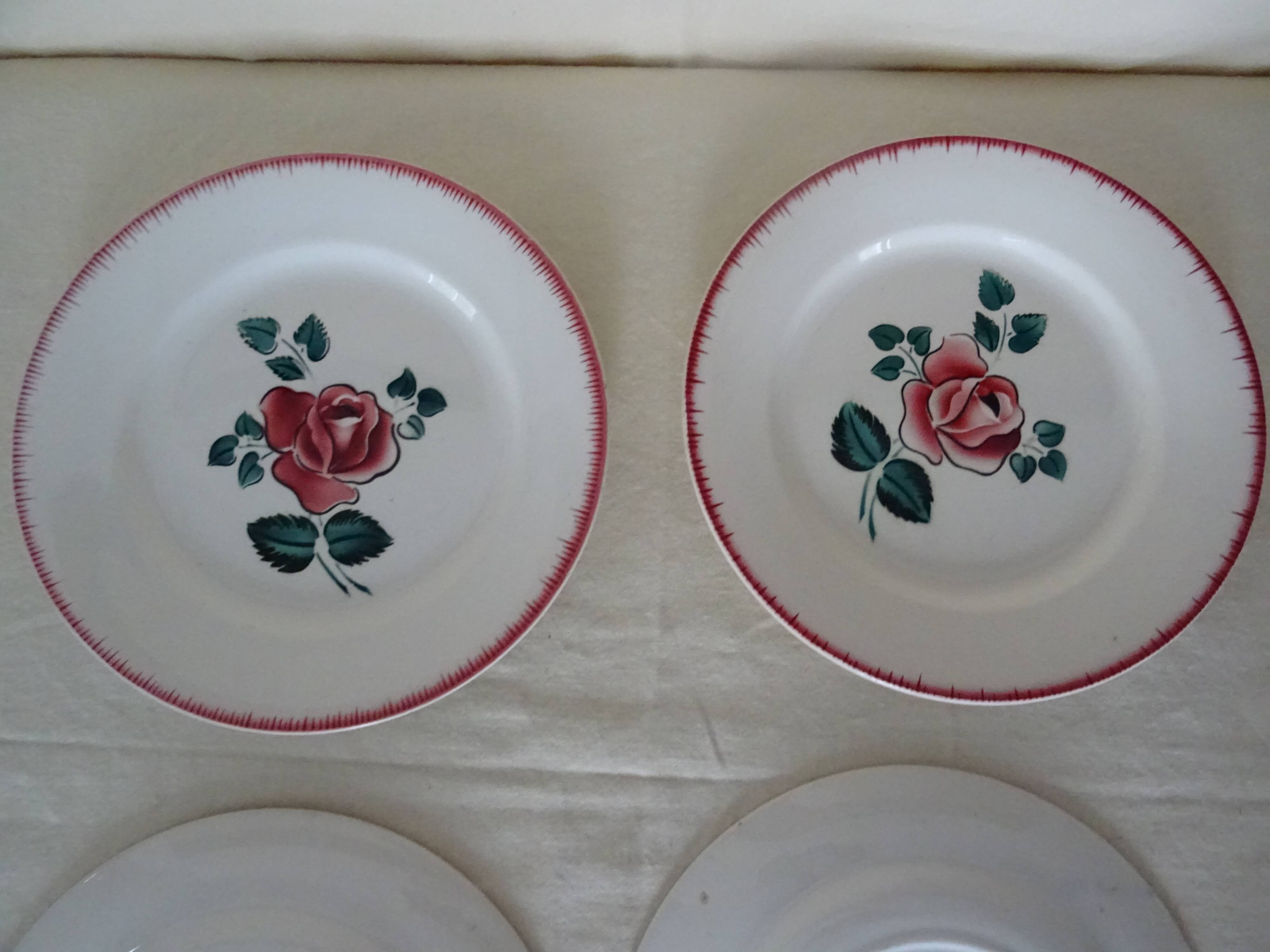 5 flat plates Digoin Sarreguemines Bagatelle 384112 antique faience