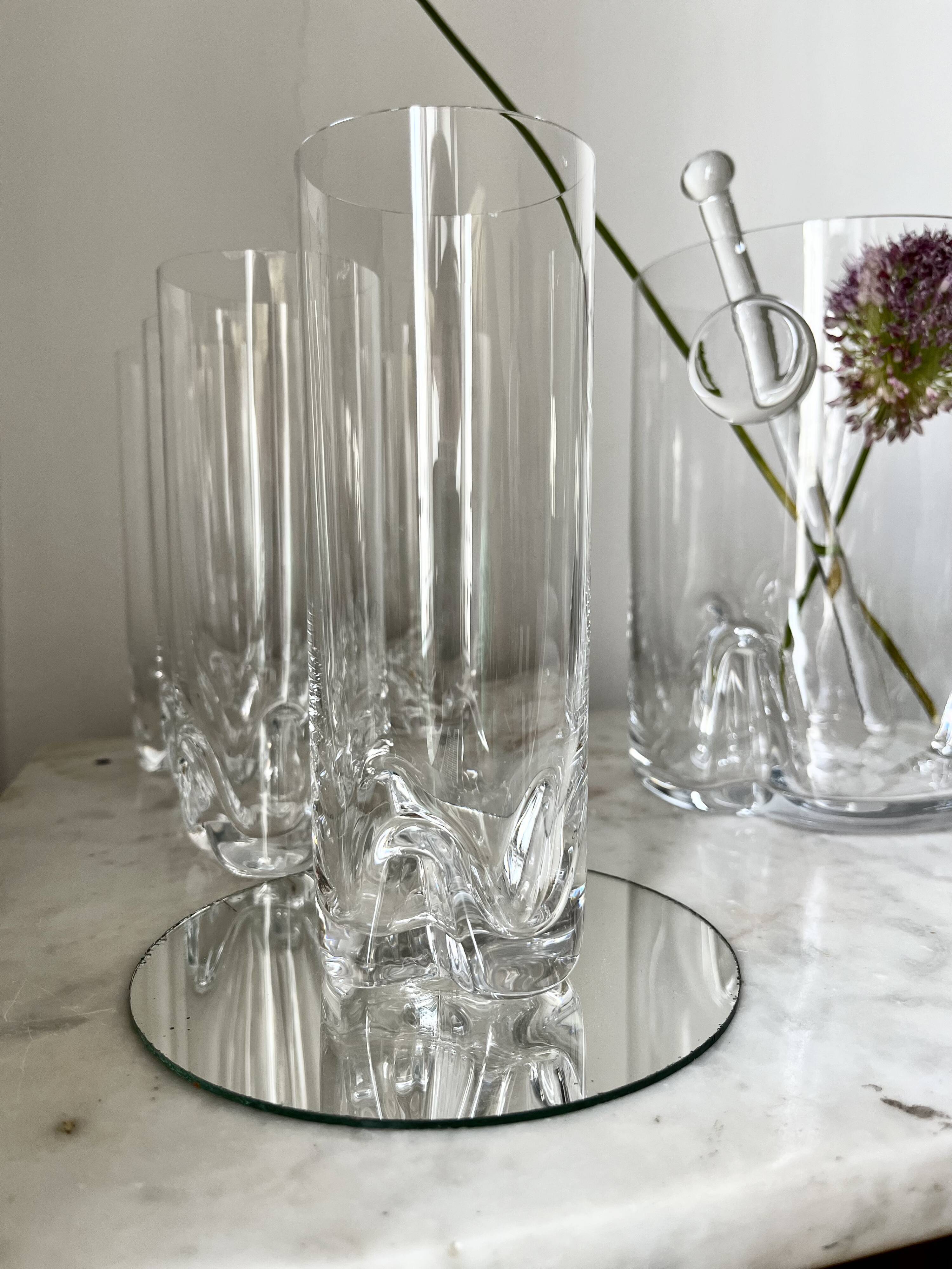 Vintage Bohemian Crystal Ice Bucket & 6 Glasses, Czech Rep. 80s