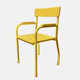 Vintage children's chair in yellow painted wood and metal