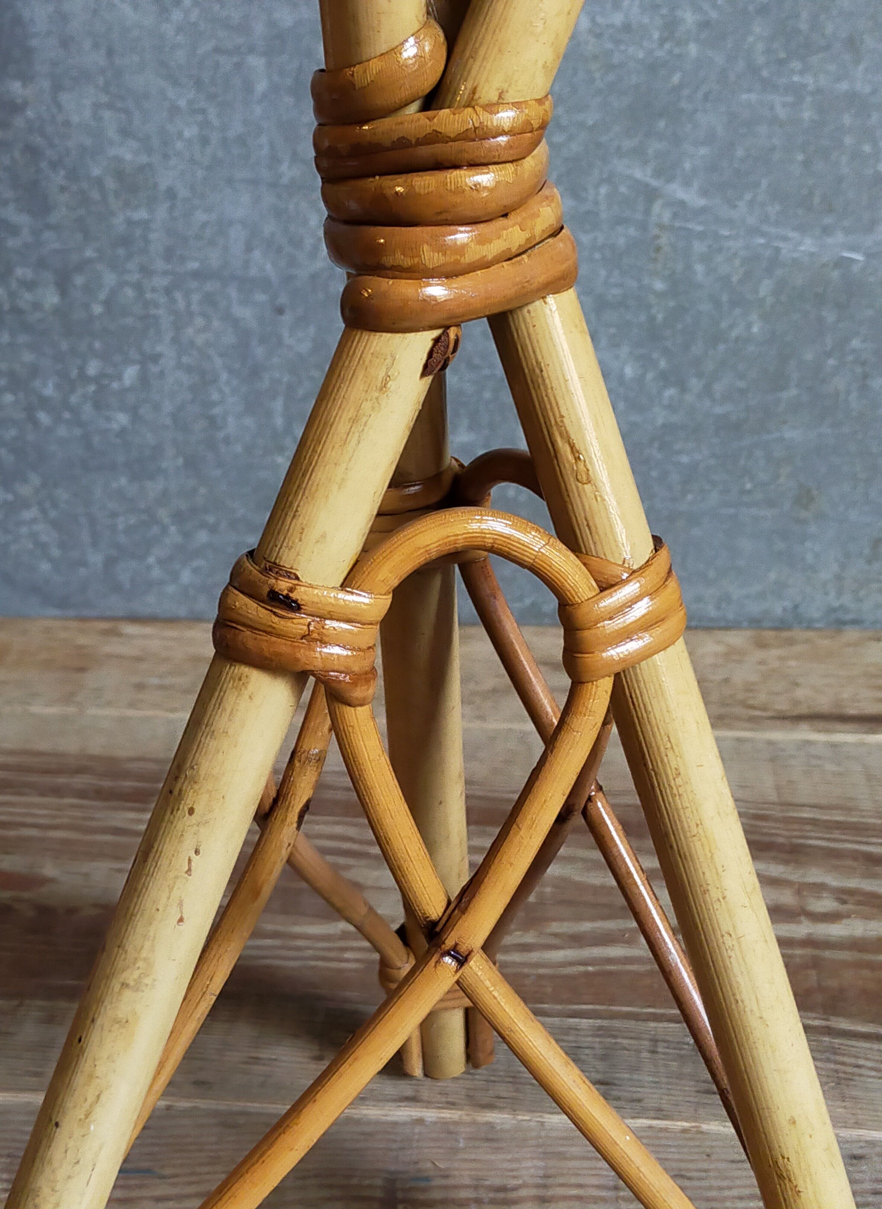 Rattan tripod plant holder harness 50s