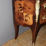 Louis XV style commode in marquetry from around 1930.