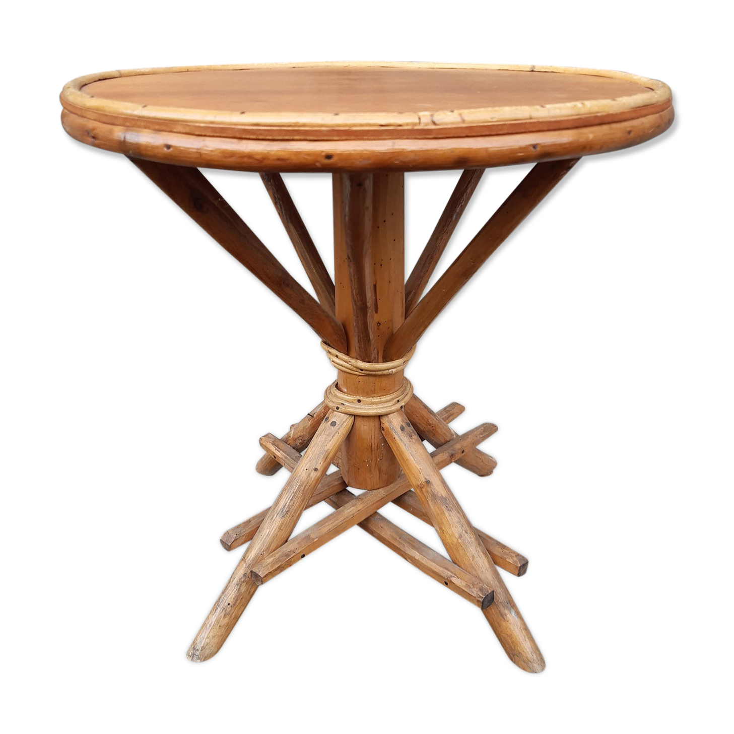 Vintage 70s rattan coffee table in rattan