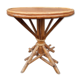 Table basse vintage années 70 en rotin