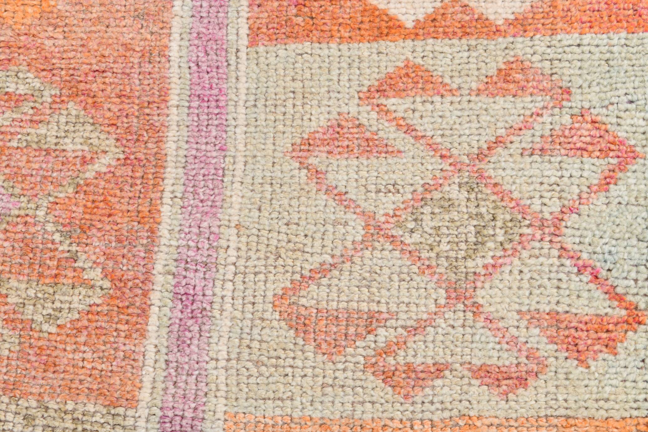 3x10 Turkish Pink & Orange Vintage Runner Rug, 91x316Cm
