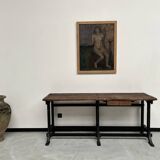 Old workbench with cast iron base, 1950s