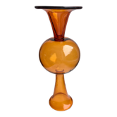 Modernist design vase in amber glass 70s