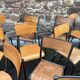 30 mismatched vintage industrial school chairs MULLCA tube & wood