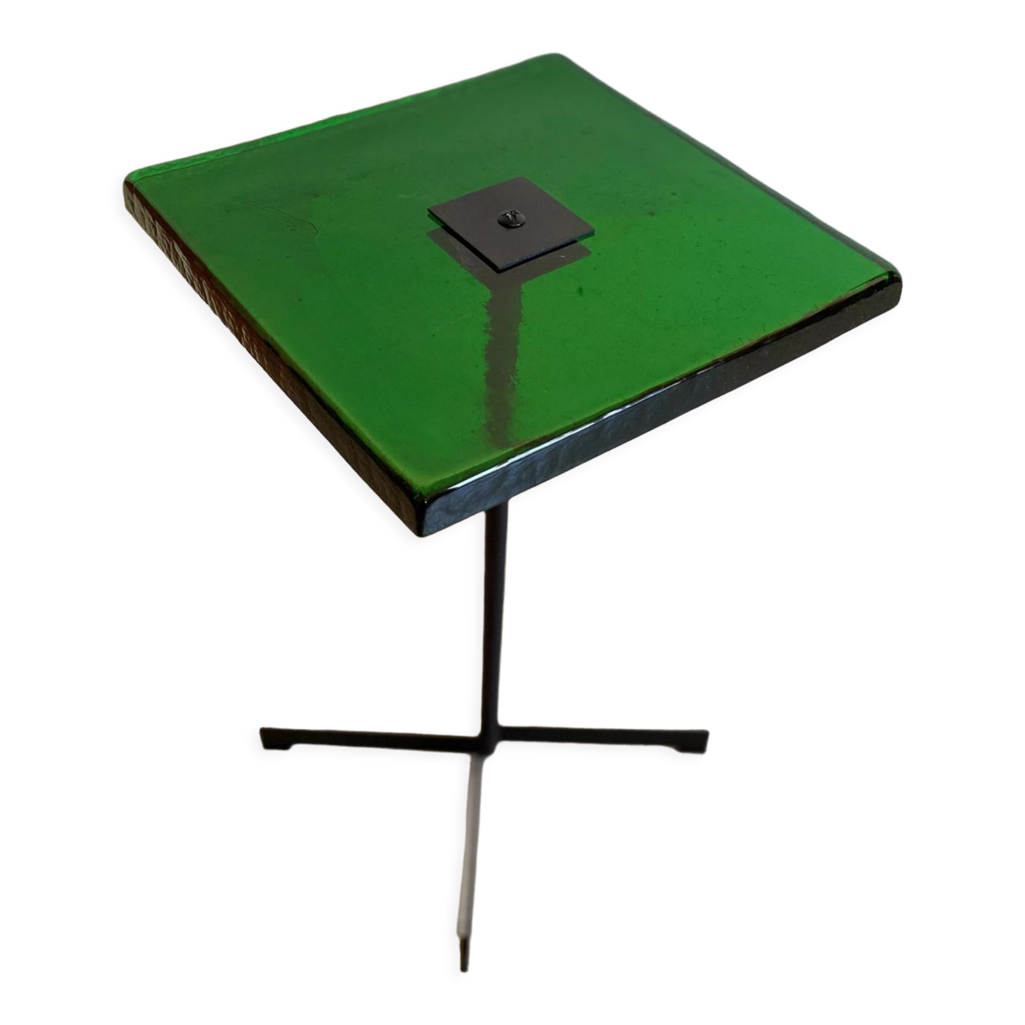 Vintage handcrafted glass side table