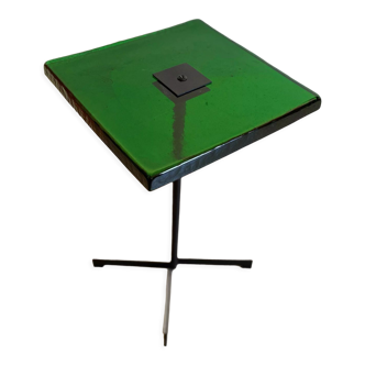 Vintage handcrafted glass side table