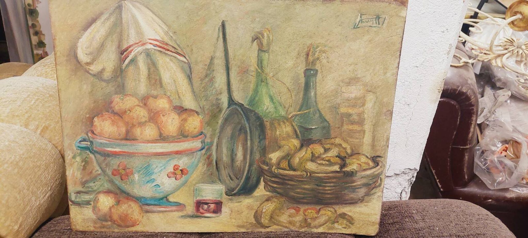 Roberto Pucci oil painting 50s painting on 2 sides landscape still life