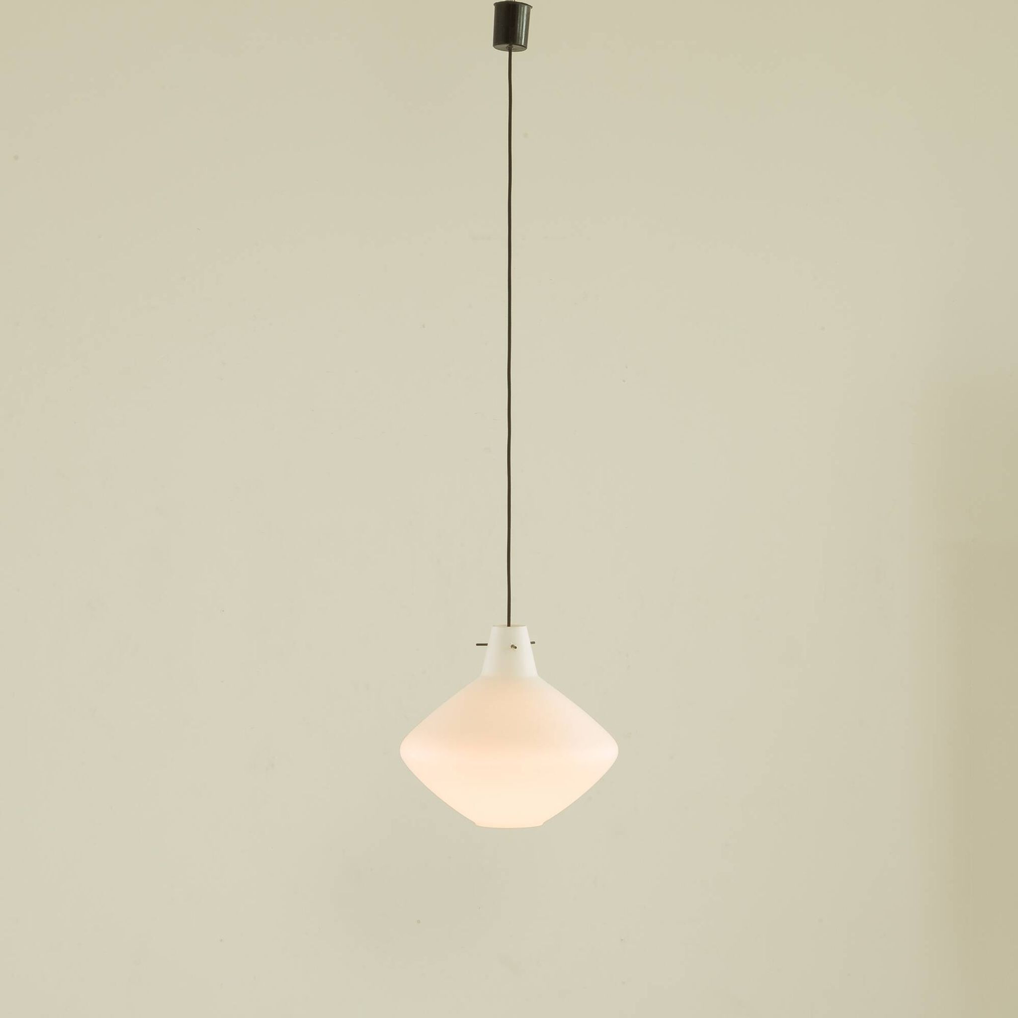 Italian mid century modern opaline glass pedant lamp, 1970s