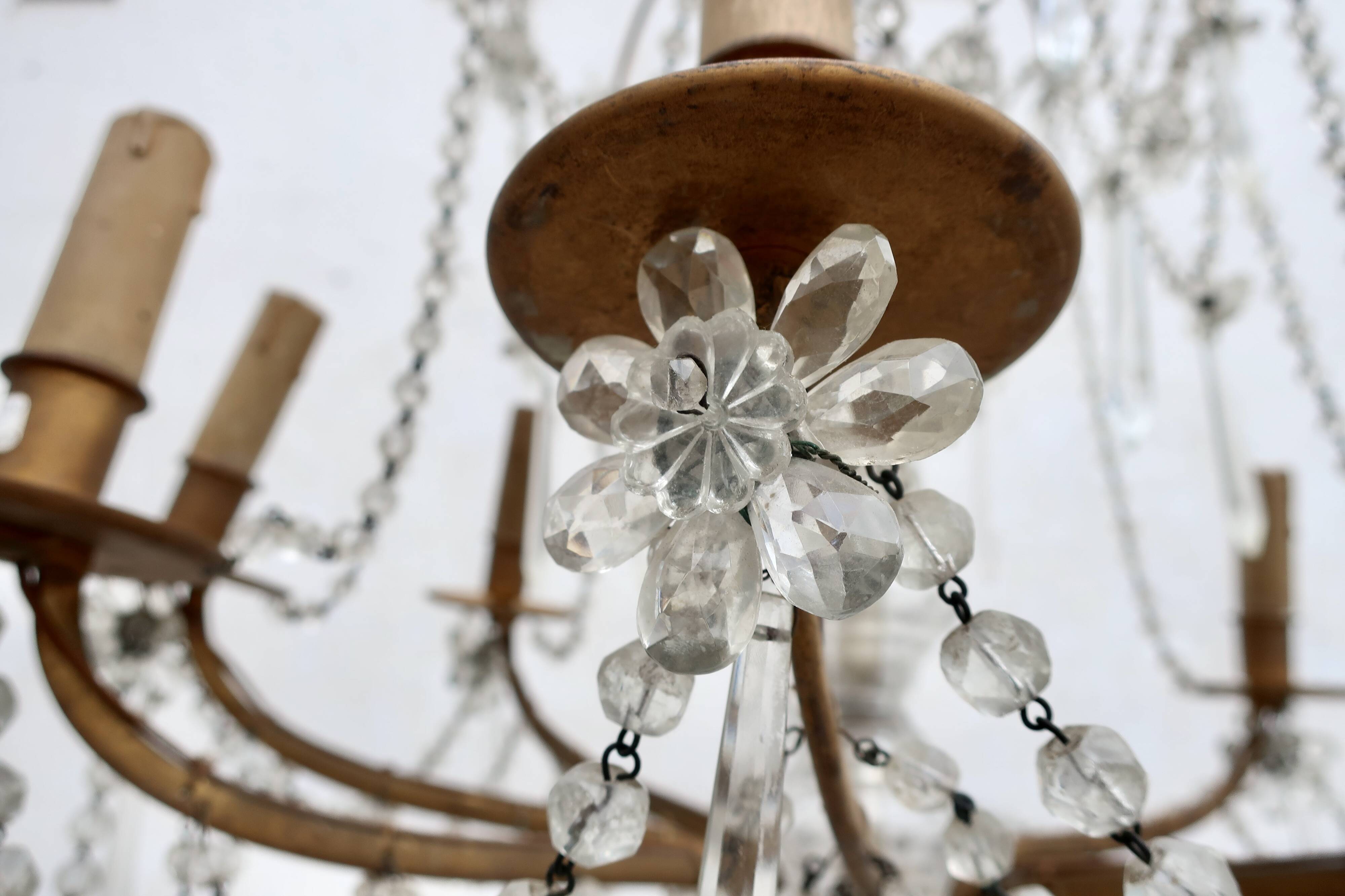 8-Light Bronze Chandelier with Crystal Tassels