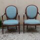 Pair of Louis XVI style medallion armchairs