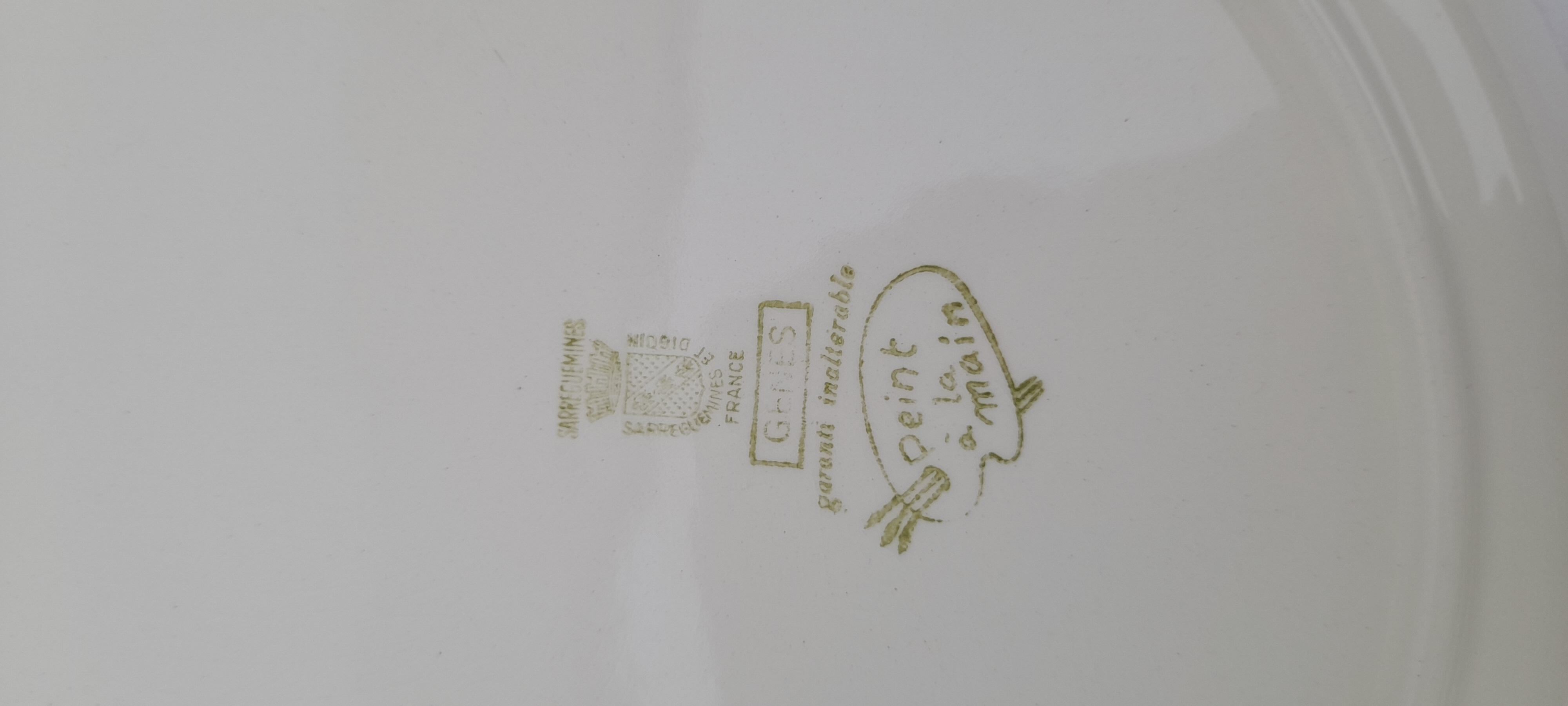 6 assiettes plates en faïence de Digoin Sarreguemines modèle G Genes dim 23,5 cm