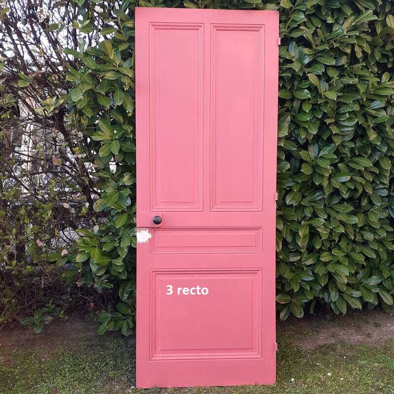 Series of 9 old communication doors, solid wood, both solid and glazed.