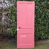 Series of 9 old communication doors, solid wood, both solid and glazed.