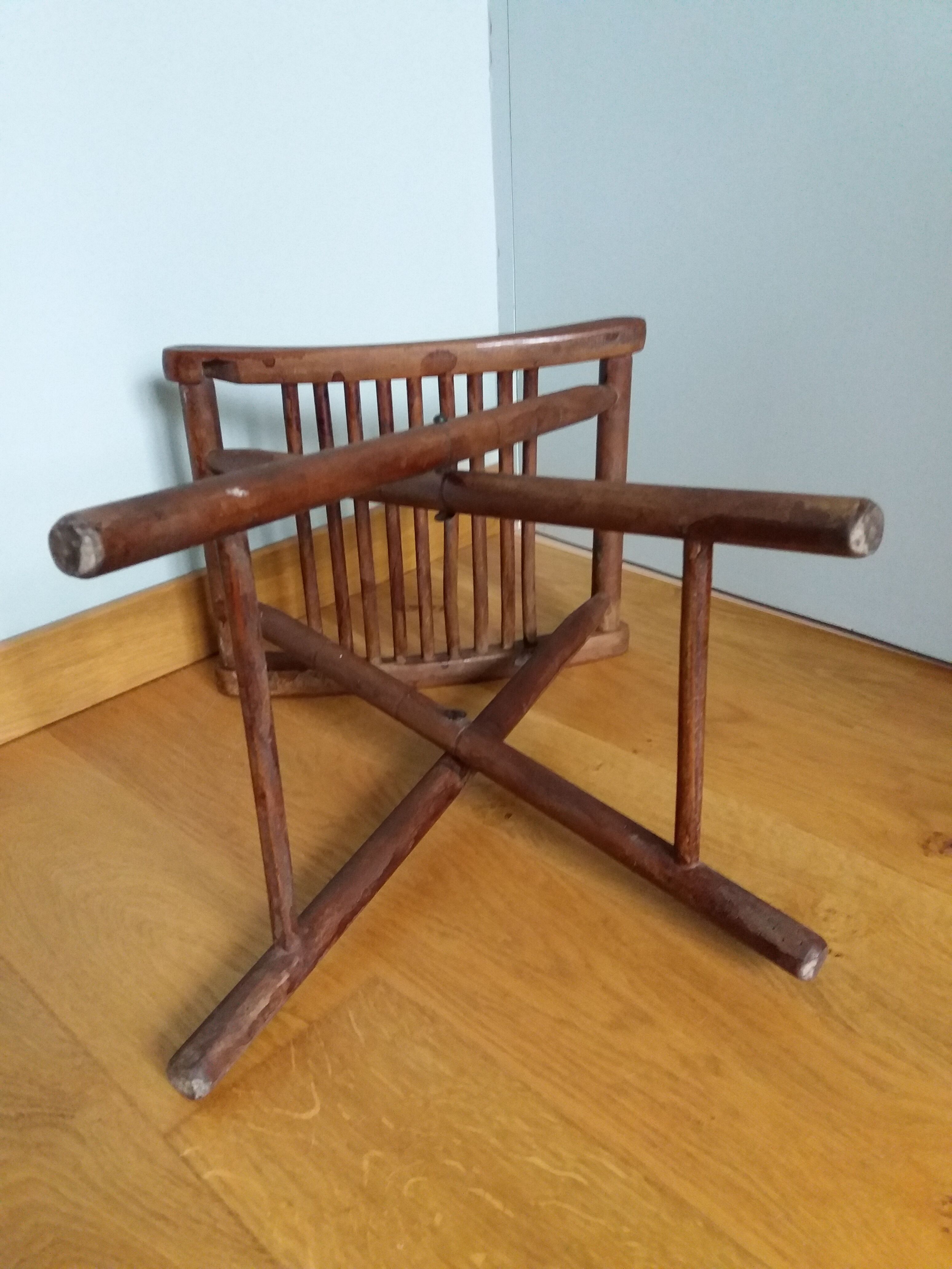 Folding wooden stool