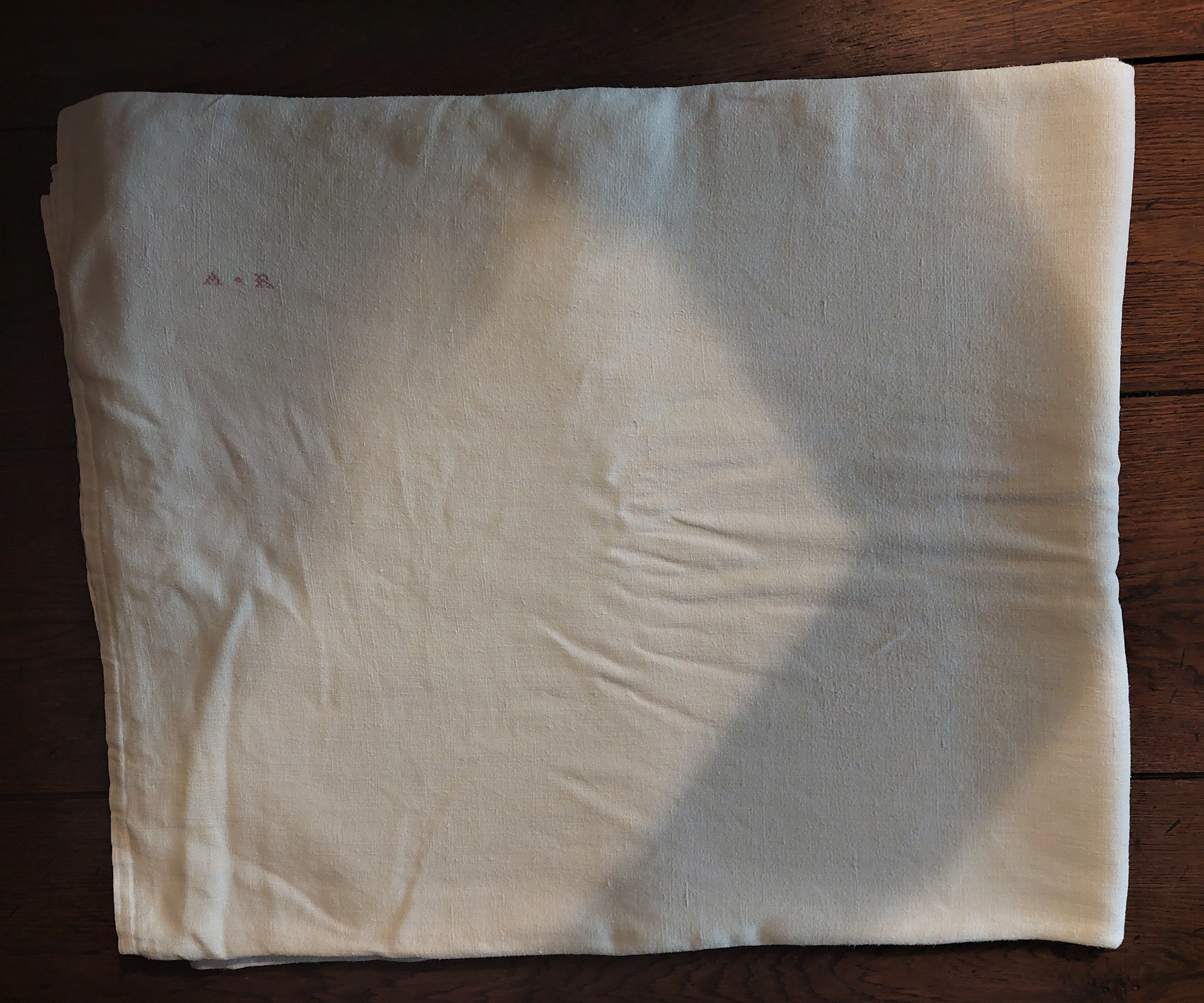 Old hemp sheet monogram AR 225 x 280 cm