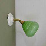Vintage tulip wall lamp in clichy glass green mint