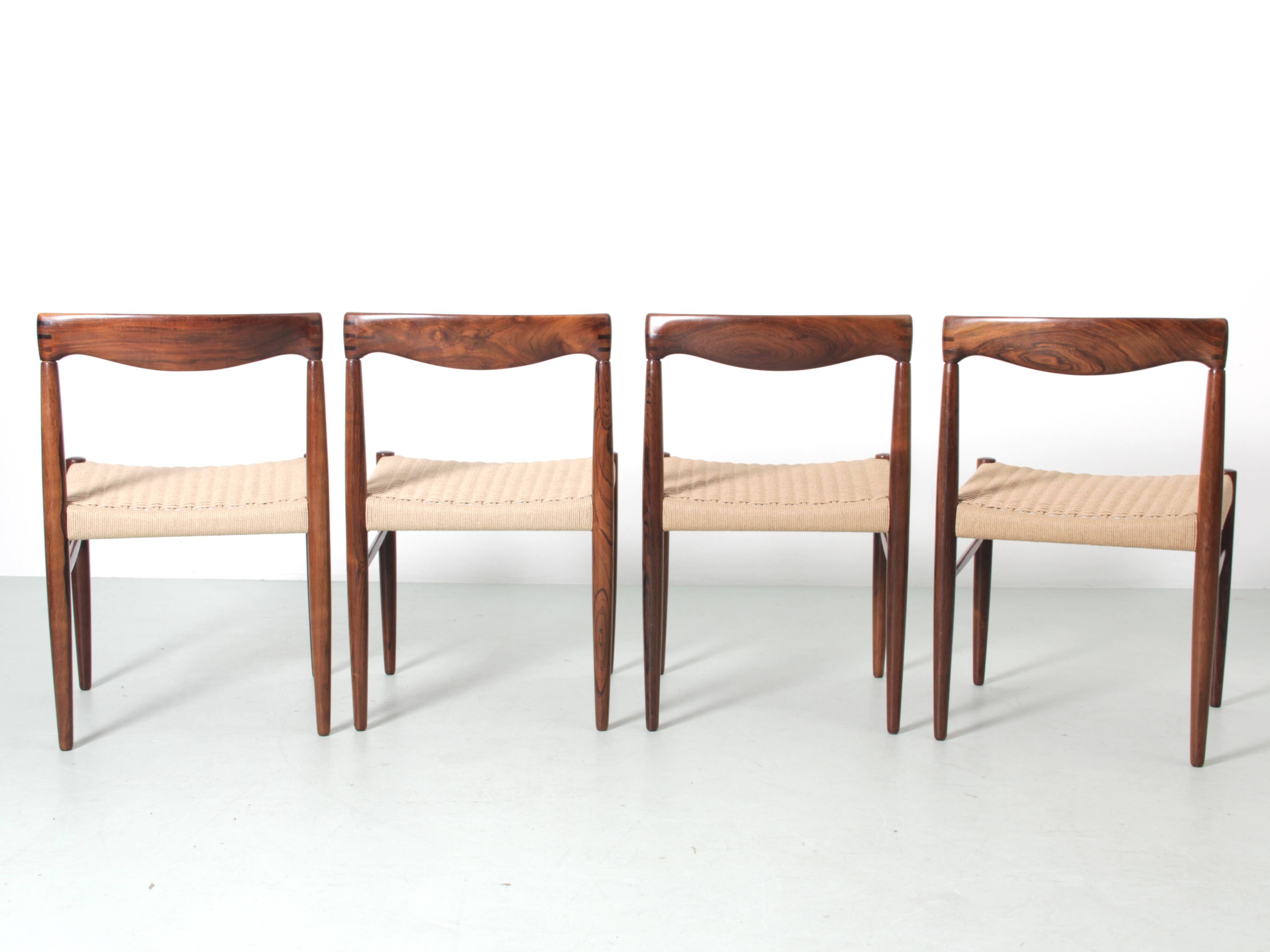 Set of 4 Scandinavian chairs in Rio rosewood by HW Klein