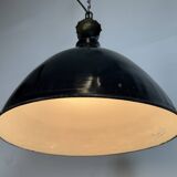 East German Black Enamel Factory Light by Lbd Veb Leuchtenbau Dresden, 1950