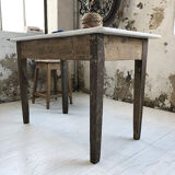 Oak and marble farm table