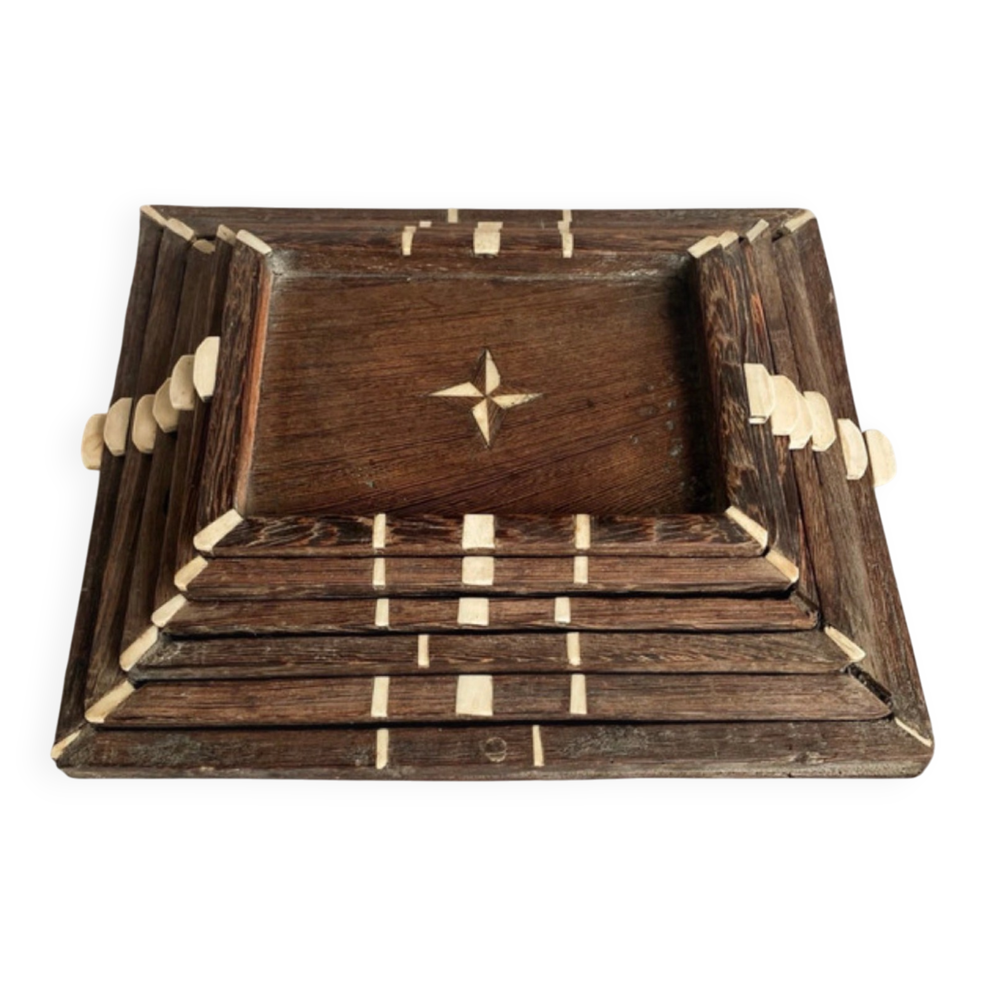 6 antique nesting tables in rosewood, India, 19th century, British Raj.
