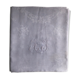 Old linen tablecloth and lilac-tinted silk