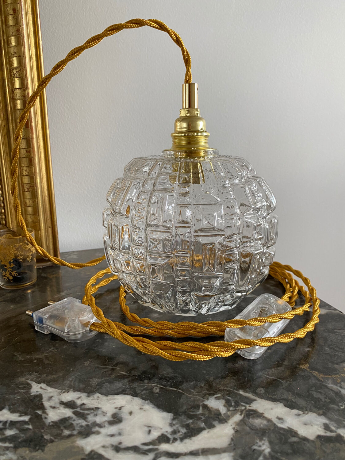 Walkway with transparent vintage globe