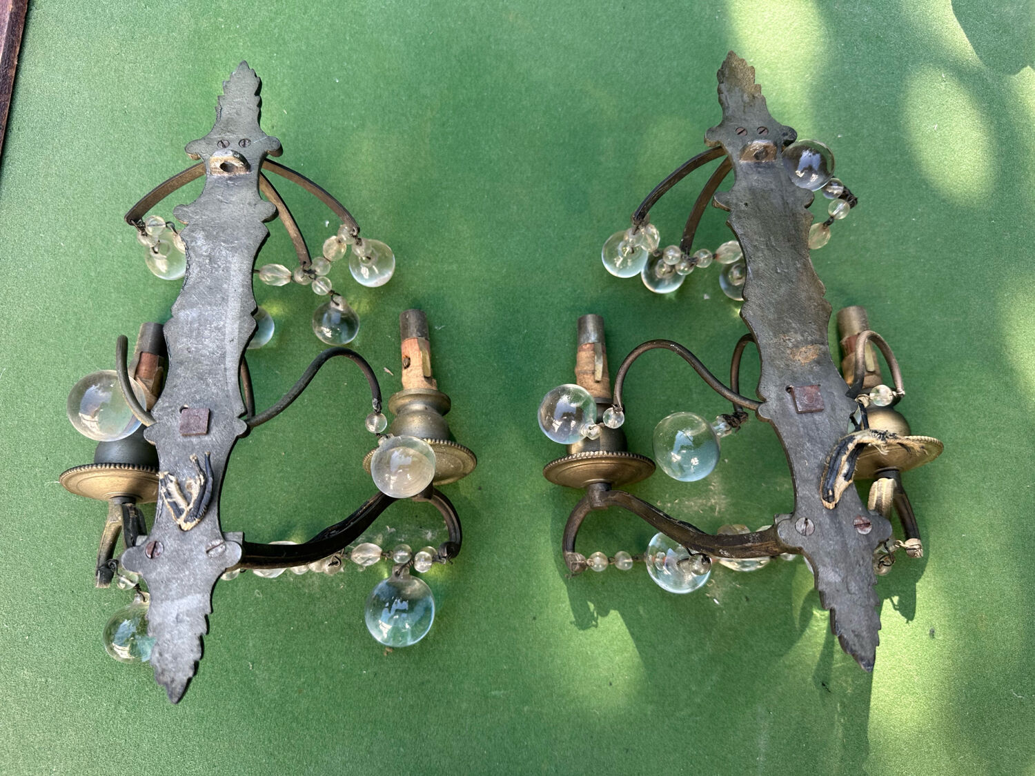 Pair of Art Nouveau / Art Deco Border Period Wall Lights 1920