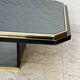 Table basse bicolore en laiton et miroir noir par Fedam