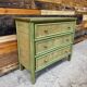 Small green caned chest of drawers - 1980s