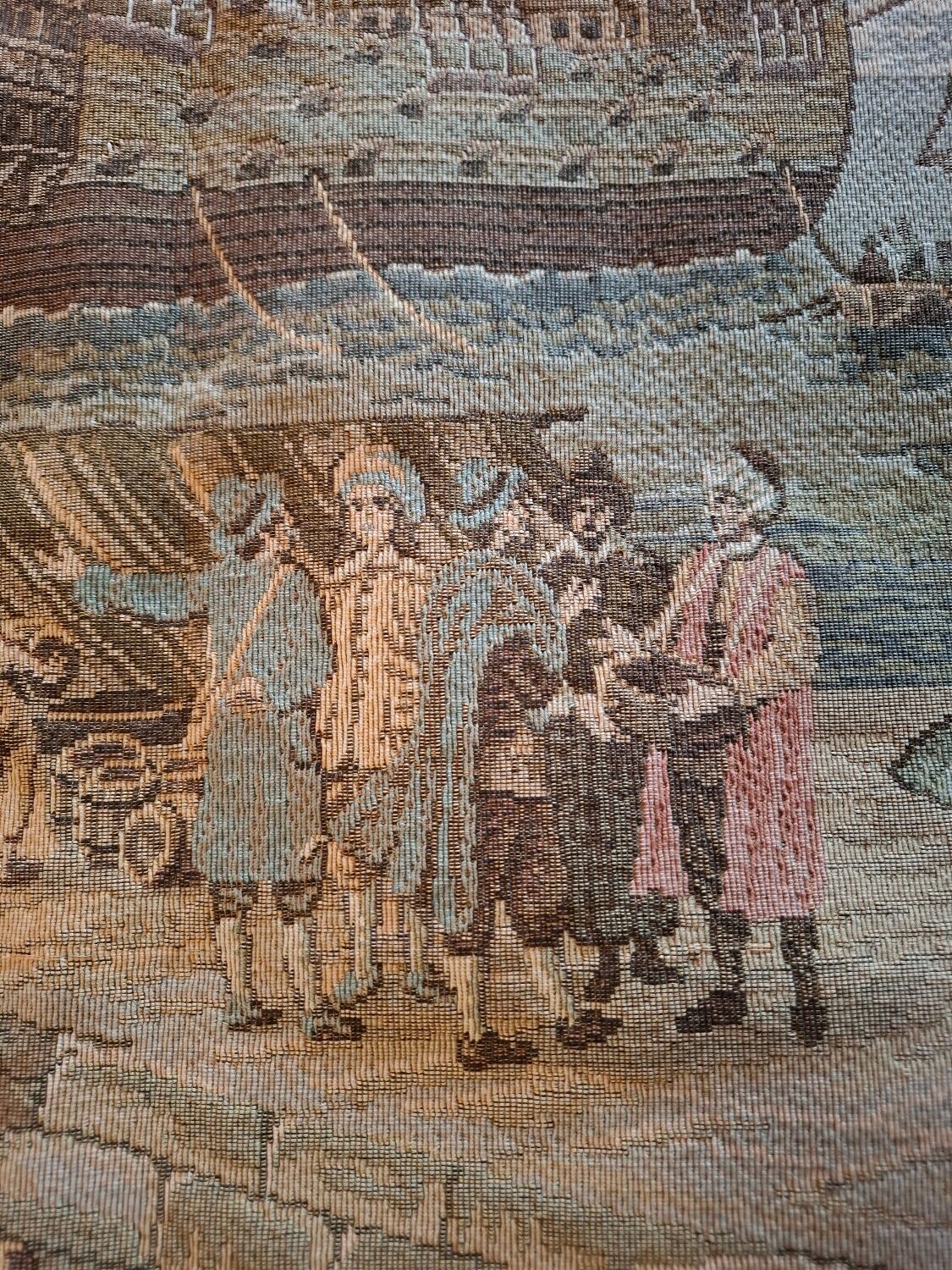 Old wall tapestry "Harbour Scene" The Woven Arts of France