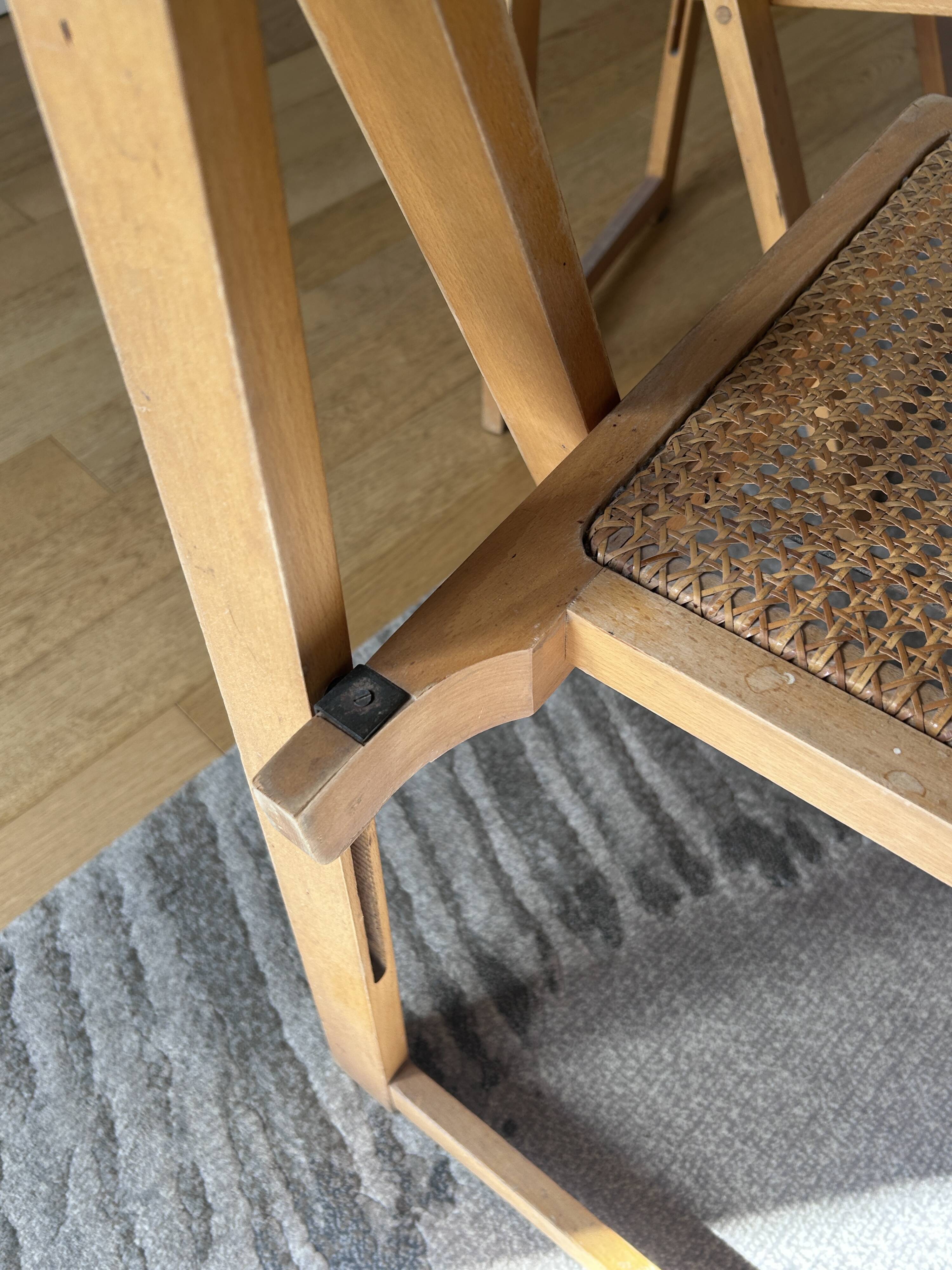 Chaise pliante bois et cannage Jacober