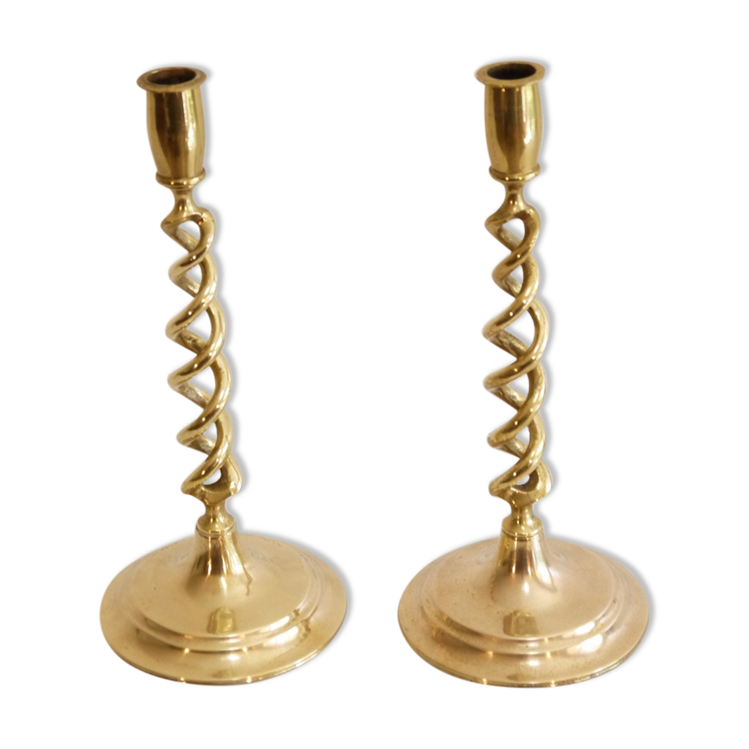 Pair of vintage 1960 brass candle holders