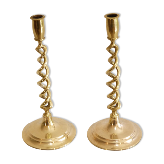 Pair of vintage 1960 brass candle holders