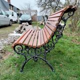 Banc de jardin ancien avec pieds en fonte vintage xxeme