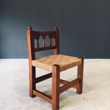 Oak & Rope Travail Populaire Side Chair, Belgium, 1950s