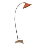 Mid century modern brass and perforated metal arc floor lamp, 1960s