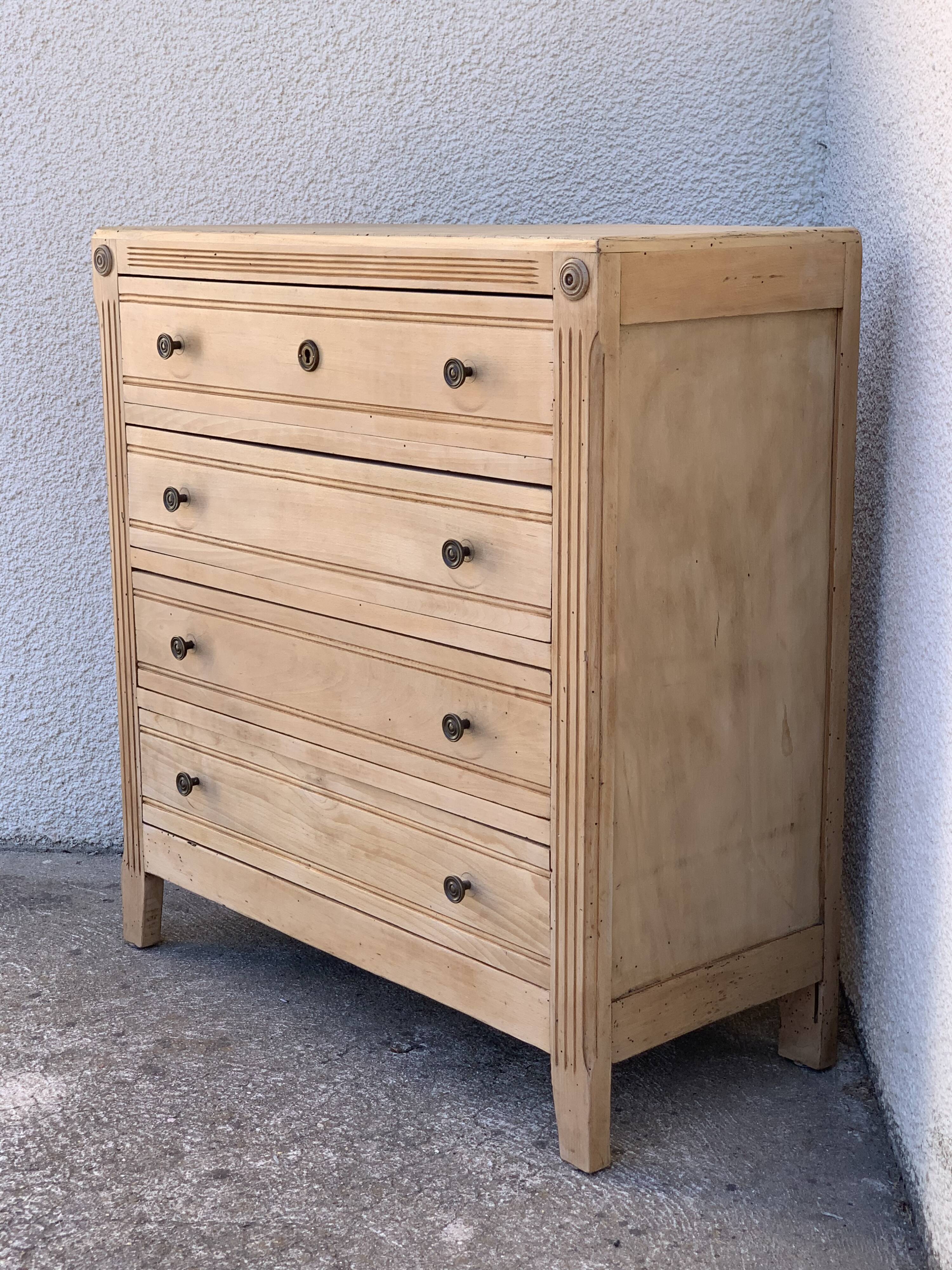 Parisian art deco chest of drawers raw wood