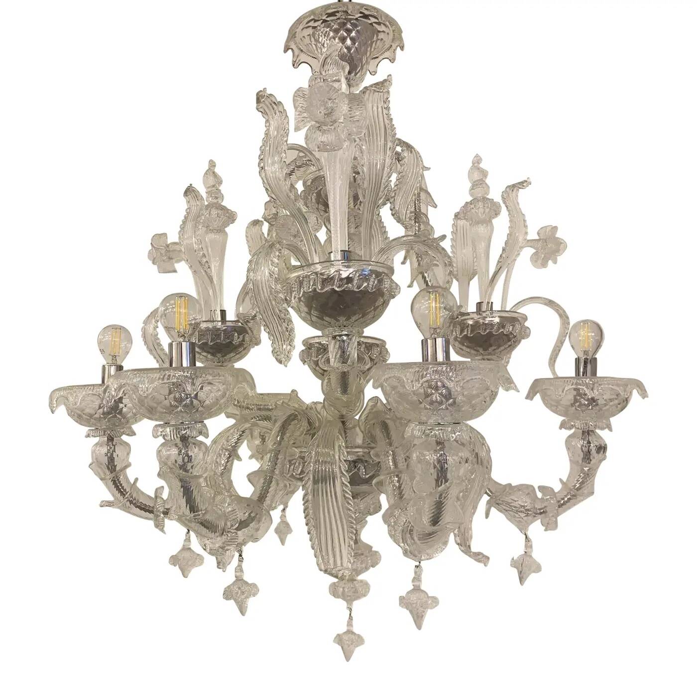 Murano-Style Chandelier in Clear Glass