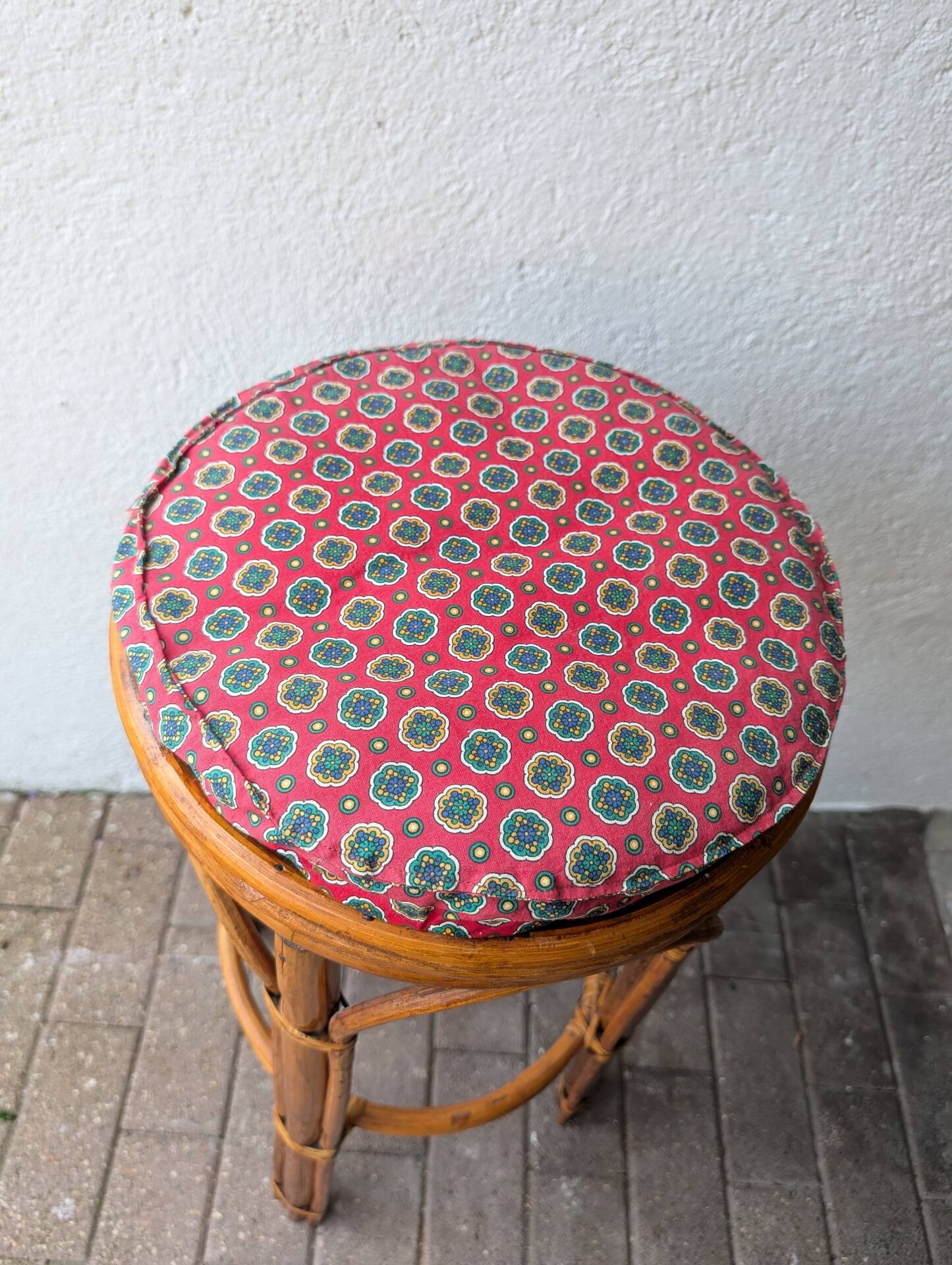 Tabouret haut en rotin – années 1960