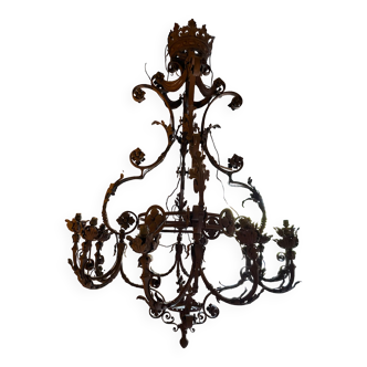 19th century wrought iron chandelier