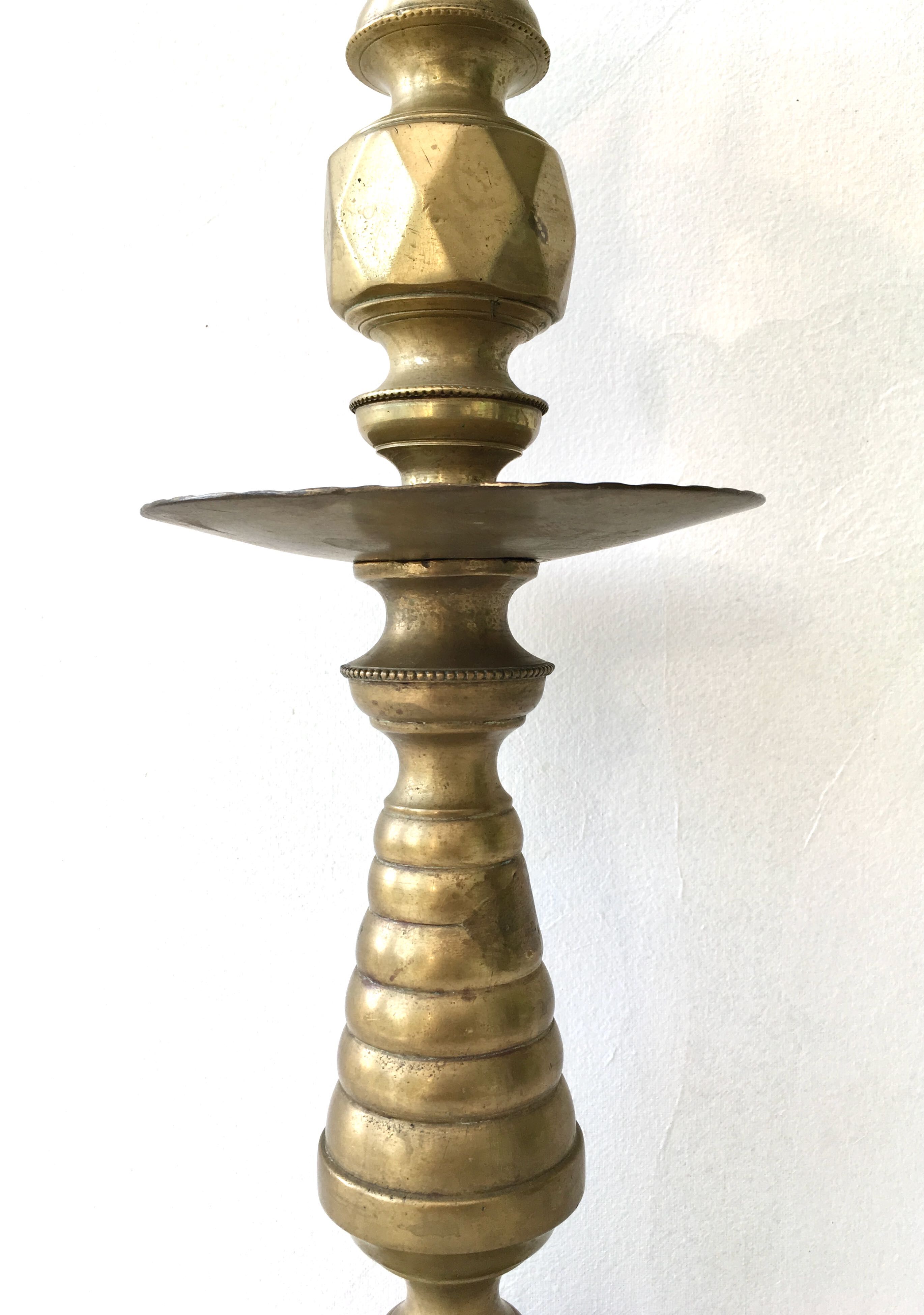 Art deco brass candle holder